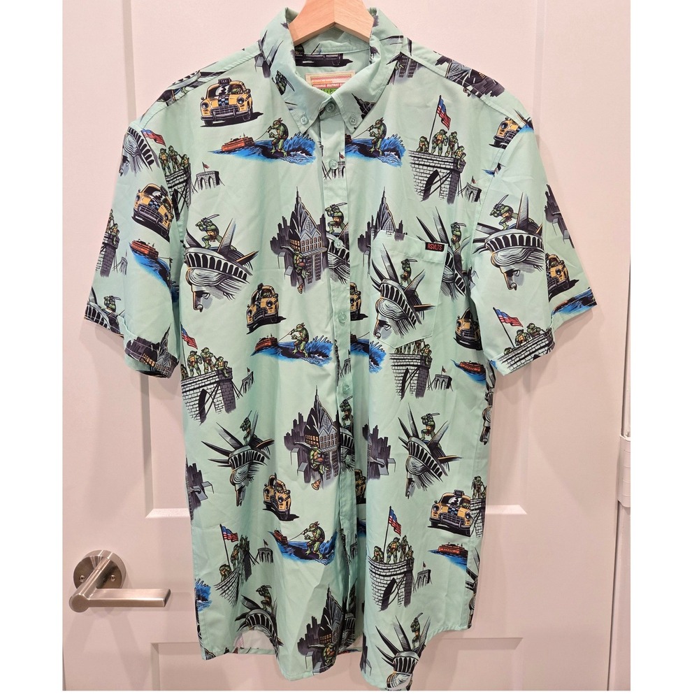 RSVLTS TMNT Teenage Mutant Ninja Turtles NYC Kunuflex Shirt Mens Large Green